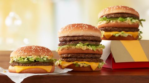 McDonald's will serve a Little Mac (left) and a Double Big Mac (middle) beginning Wednesday. 