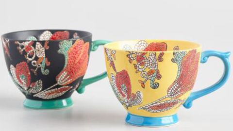 Hand Painted Mosaic Mugs Set Of 2