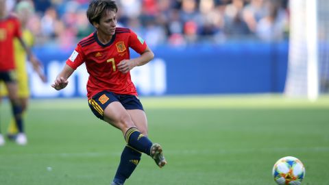 Marta Corredera playing for Spain's history making team at the 2019 Women's World Cup.