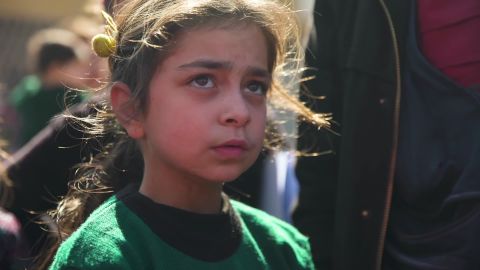 Dalaa, 8, at the school in Maarat Misreen.