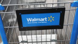 Walmart carts are seen outside of a store as the company reported fiscal fourth-quarter earnings that fell short of analysts' estimates on February 18, 2020 in Miami, Florida. Walmart earned $1.38 a share, short of some analysts expectations for $1.43 per share. (Photo by Joe Raedle/Getty Images)