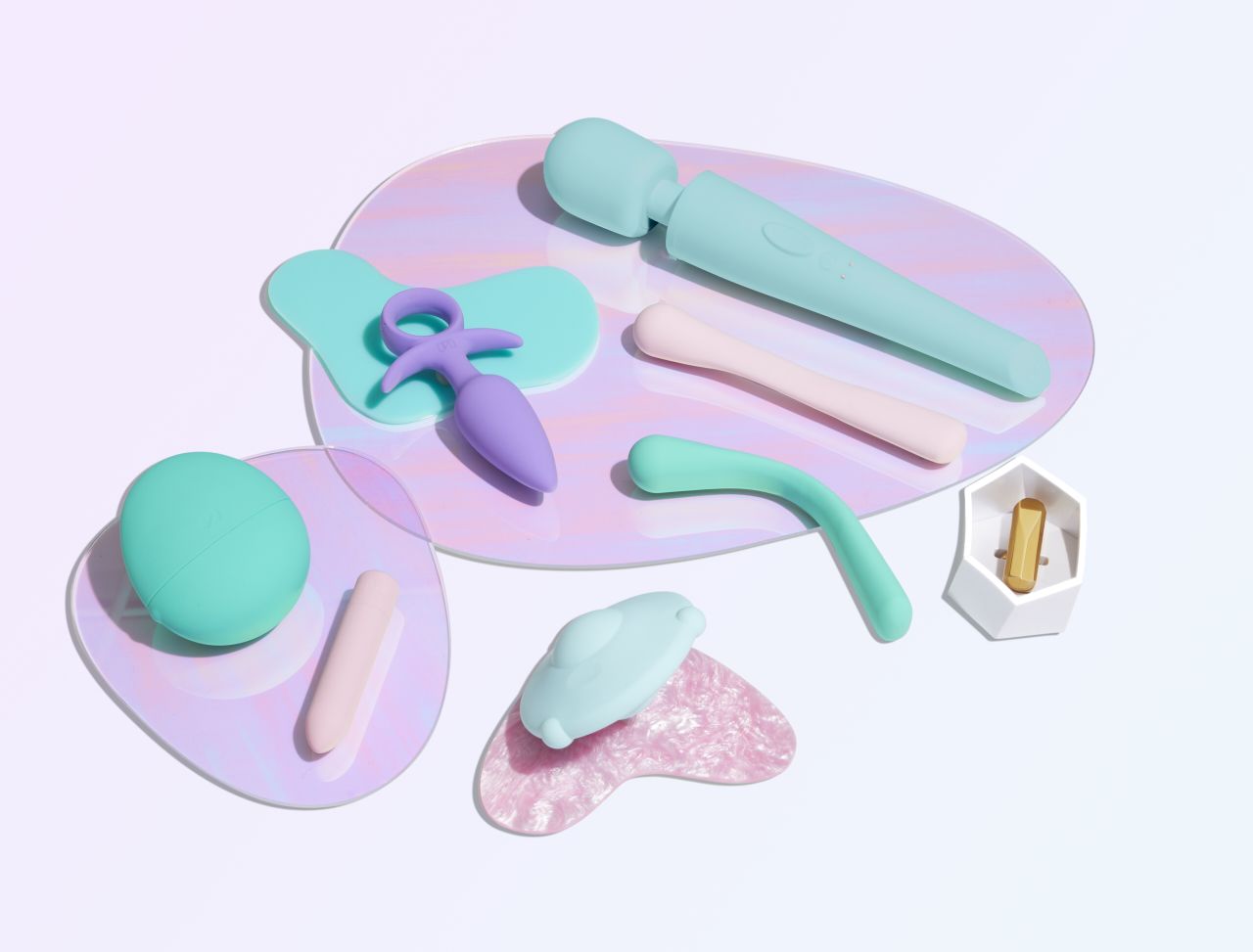 A selection of Unbound sex toys in pleasing colors. 