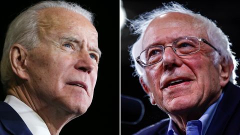 At left, President Joe Biden and, at right, Vermont independent Sen. Bernie Sanders. 