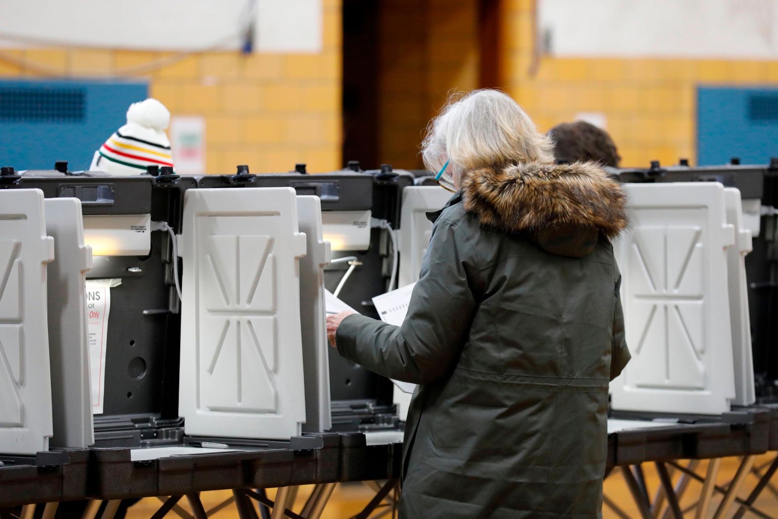 People vote in Grosse Pointe, Michigan.