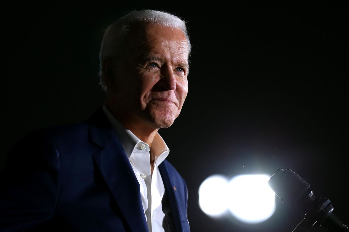 Biden reacts while giving a speech during a campaign event at Tougaloo College on March 8, 2020 in Tougaloo, Mississippi. 