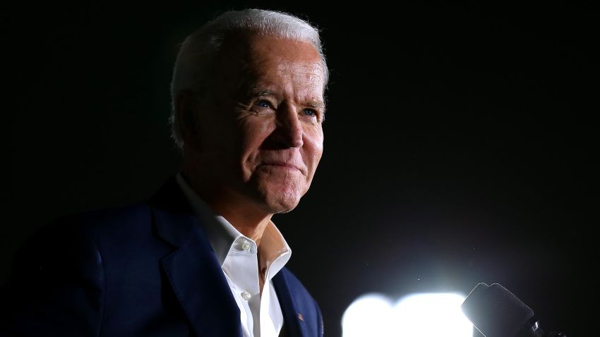 Democratic presidential candidate former Vice President Joe Biden reacts while giving a speech during a campaign event at Tougaloo College on March 8, 2020 in Tougaloo, Mississippi.
