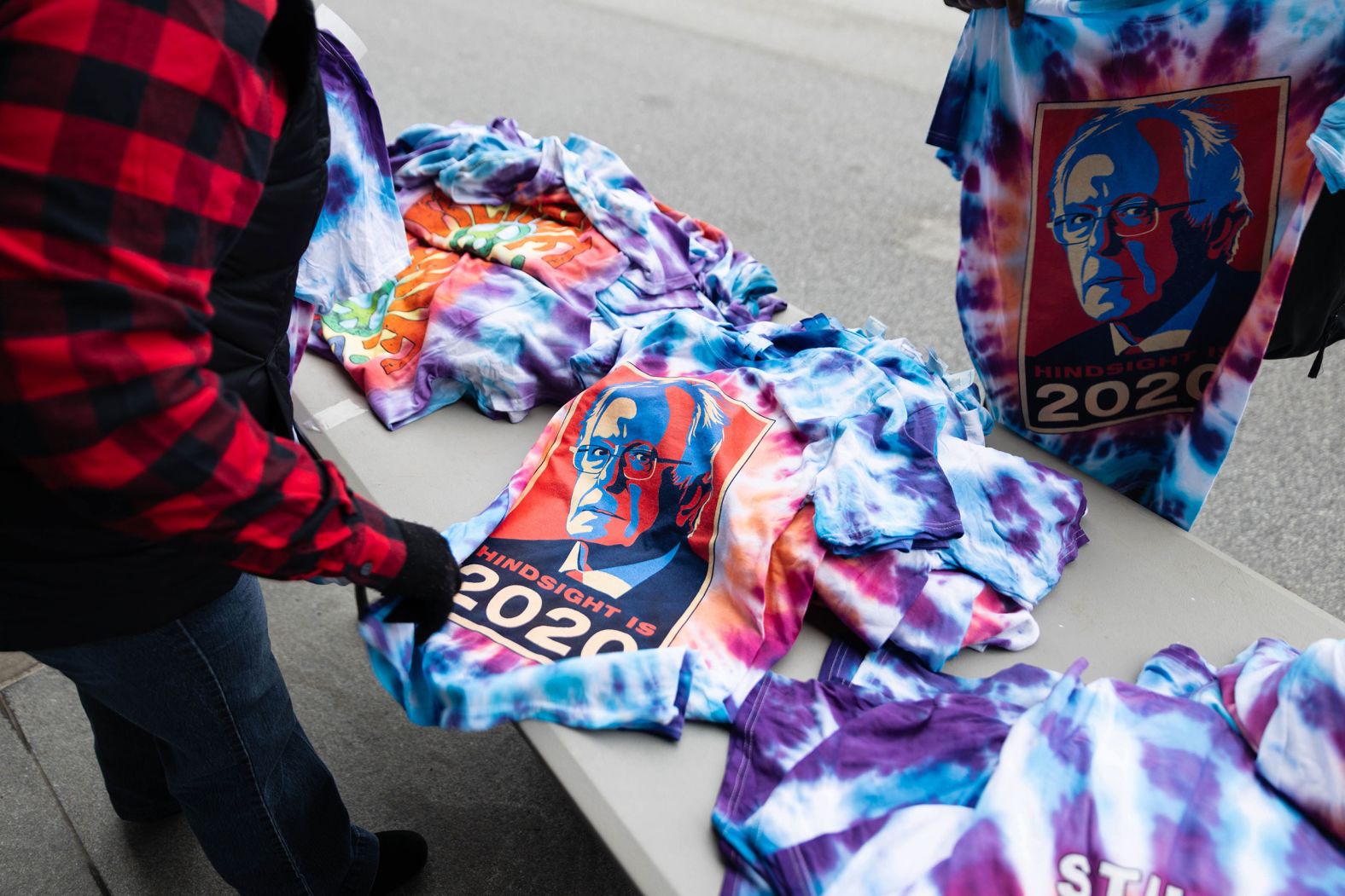 Sanders T-shirts are for sale outside the Huntington Center in Cleveland, where Sanders was scheduled to hold a rally.