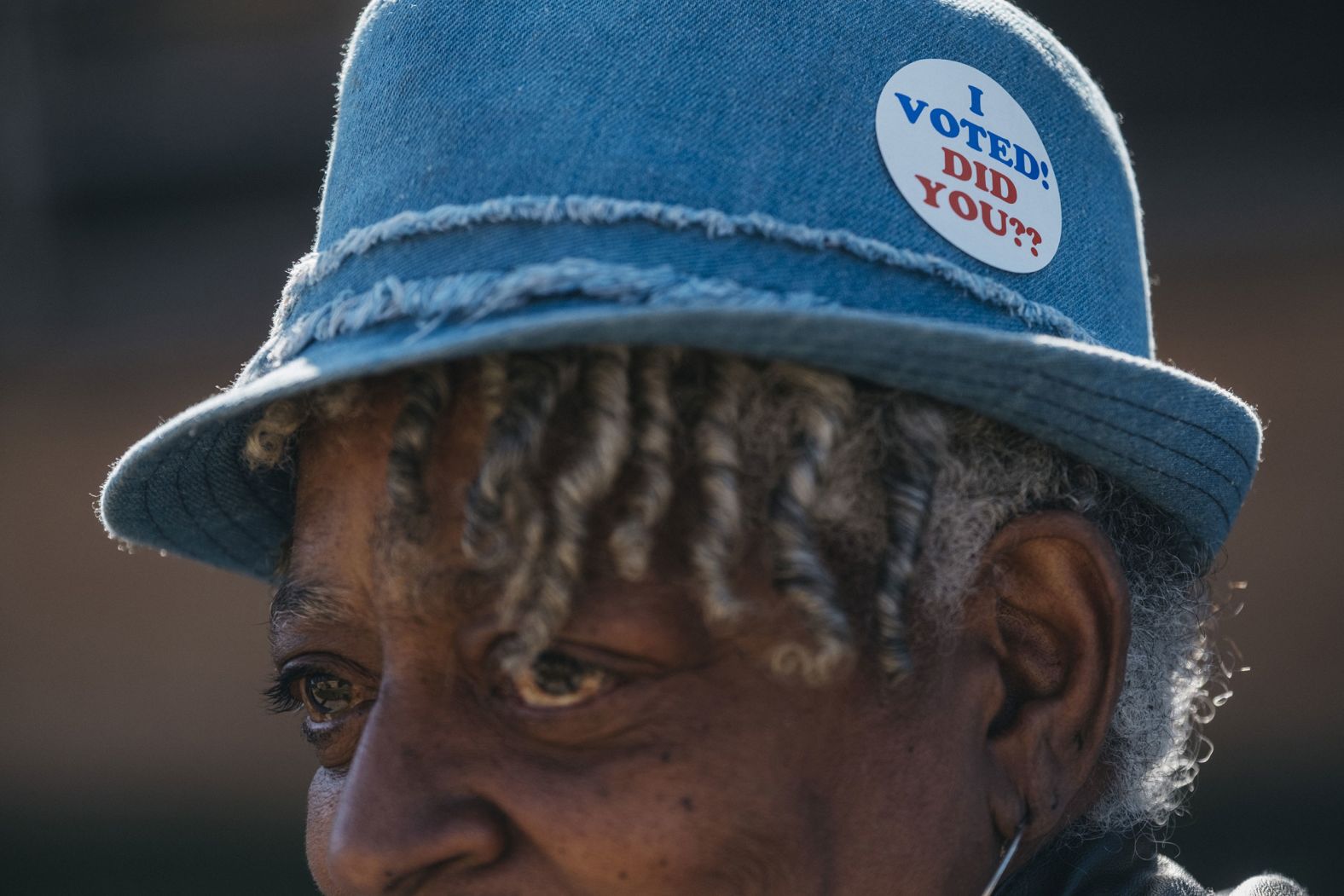A voter is seen at a polling place in Detroit on Tuesday.