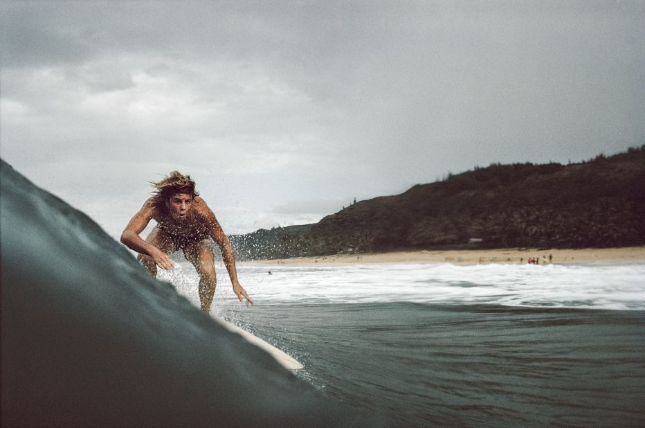 Australian surfer Wayne "Rabbit" Bartholomew rides Hawaii's famous Backdoor Pipeline.