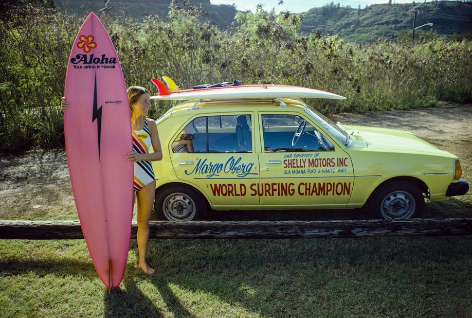 Jeff Divine's image of Margo Godfrey Oberg, the first female surfer to go pro, from 1977.