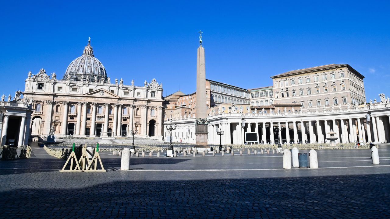The Vatican's Saint Peter's Square and its main basilica on March 11, 2020, a day after they were closed to tourists as part of a broader clampdown.