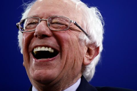 Sanders laughs during a primary-night rally in Manchester, New Hampshire, in February 2020. Sanders won <a href="https://www.cnn.com/2020/02/09/politics/gallery/new-hampshire-primary-2020/index.html" target="_blank">the primary,</a> just as he did in 2016.