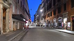 A picture taken on March 10, 2020 shows a deserted Via del Corso shopping street near Piazza del Popolo in Rome after Italy imposed unprecedented national restrictions on its 60 million people Tuesday to control the deadly COVID-19 coronavirus. (Photo by Tiziana FABI / AFP) (Photo by TIZIANA FABI/AFP via Getty Images)