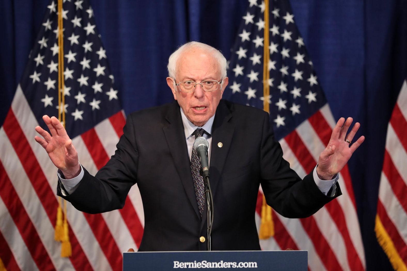 Sanders speaks to reporters in Burlington, Vermont, a day after <a  target="_blank">Super Tuesday II.</a> Sanders said it "was not a good night for our campaign from a delegate point of view" but that he looked forward to staying in the race and taking on Joe Biden in an upcoming debate.