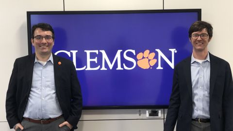 Clemson professors Darren Linvill, left, and Patrick Warren often see new fake accounts replacing any that are shut down.