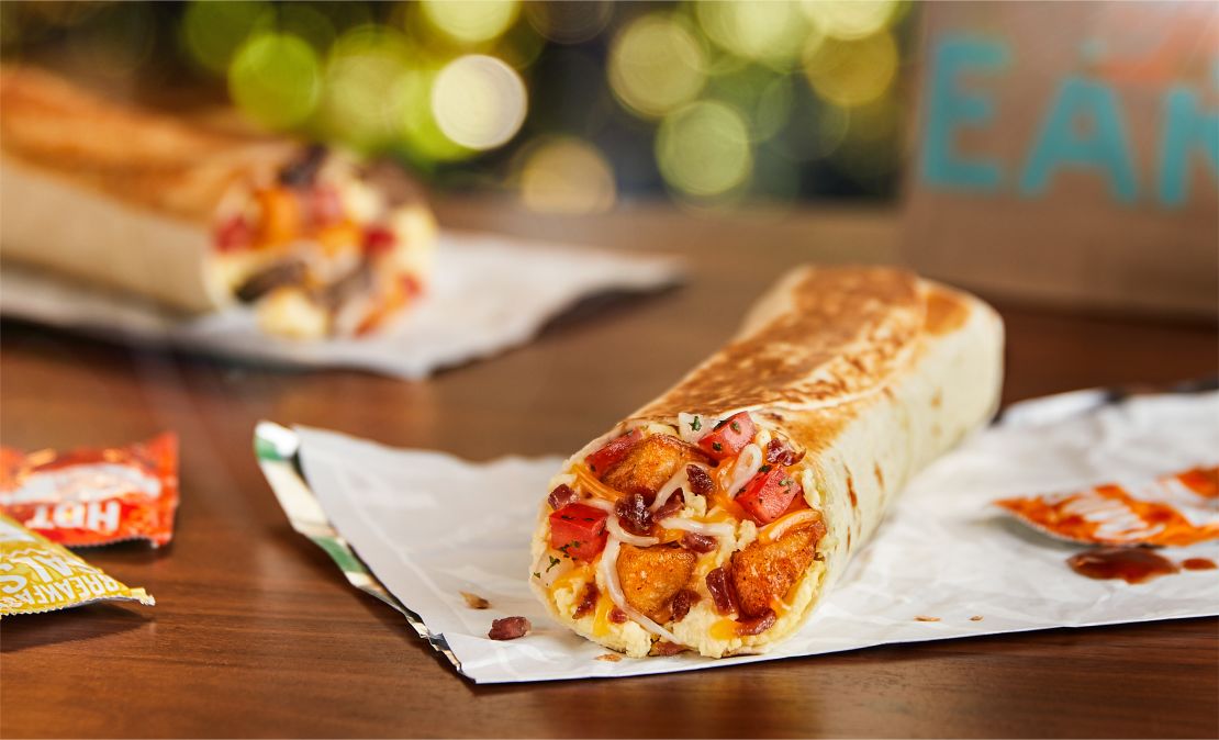 Taco Bell is adding three new toasted burritos to help it compete in the battle over breakfast. 