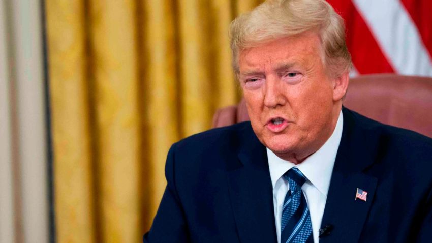 WASHINGTON, DC - MARCH 11: US President Donald Trump addresses the nation from the Oval Office about the widening Coronavirus crisis on March 11, 2020 in Washington, DC. President Trump said the US will suspend all travel from Europe - except the UK - for the next 30 days. Since December 2019, Coronavirus (COVID-19) has infected more than 109,000 people and killed more than 3,800 people in 105 countries. (Photo by Doug Mills-Pool/Getty Images)