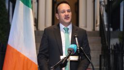 Taoiseach Leo Varadkar at Blair House, Washington DC, during a press conference where he announced that all schools, colleges and childcare facilities in Ireland will close.