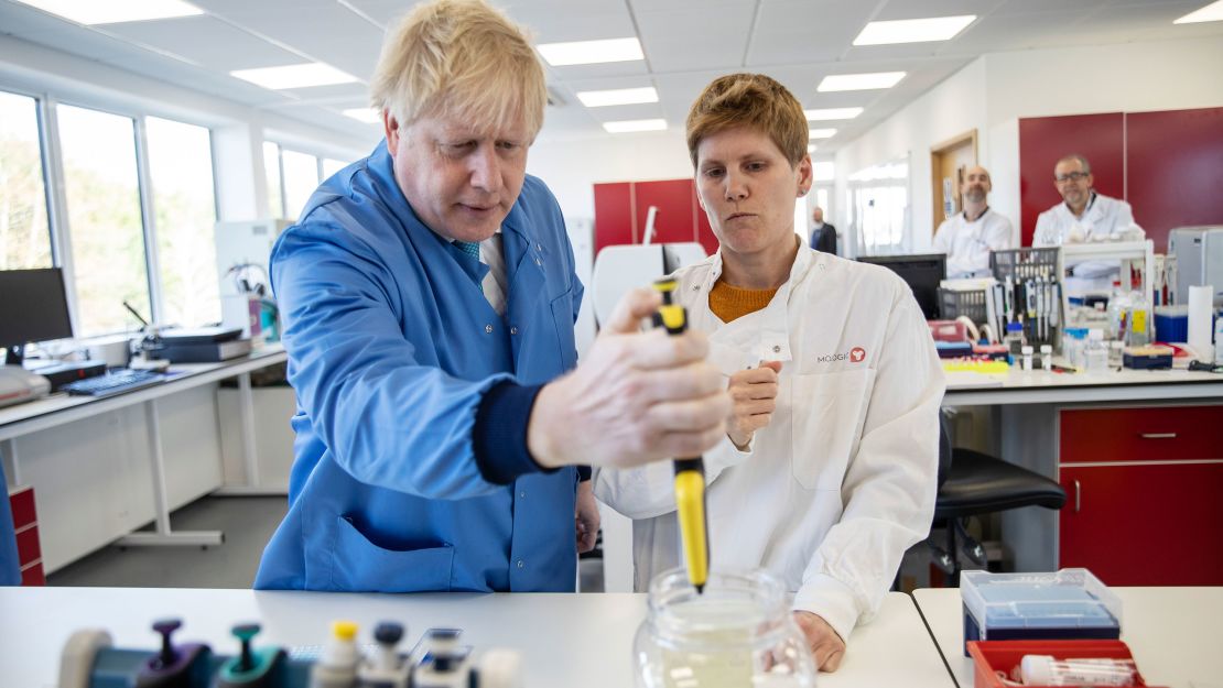 Boris Johnson visits the Mologic Laboratory on March.