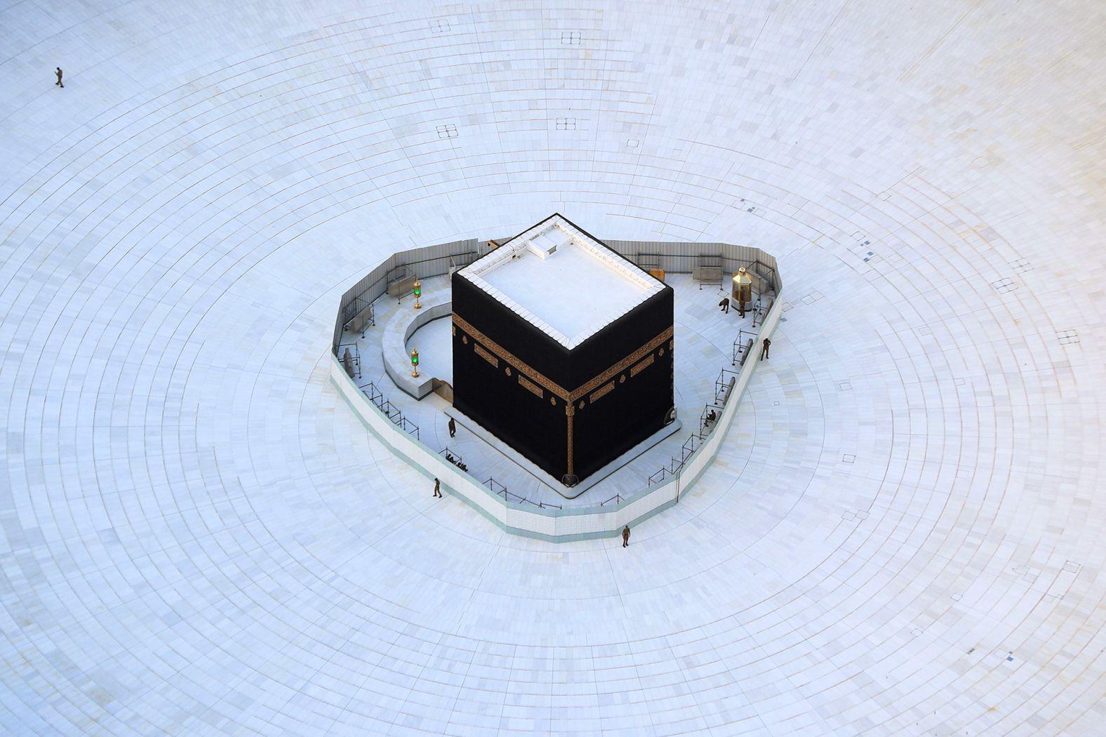 The Kaaba in the Grand Mosque, Islam's holiest site, is normally surrounded by people in Mecca, Saudi Arabia. But it was nearly empty on March 6.