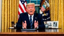 WASHINGTON, DC - MARCH 11: US President Donald Trump addresses the nation from the Oval Office about the widening Coronavirus crisis on March 11, 2020 in Washington, DC. President Trump said the US will suspend all travel from Europe - except the UK - for the next 30 days. Since December 2019, Coronavirus (COVID-19) has infected more than 109,000 people and killed more than 3,800 people in 105 countries. (Photo by Doug Mills-Pool/Getty Images)