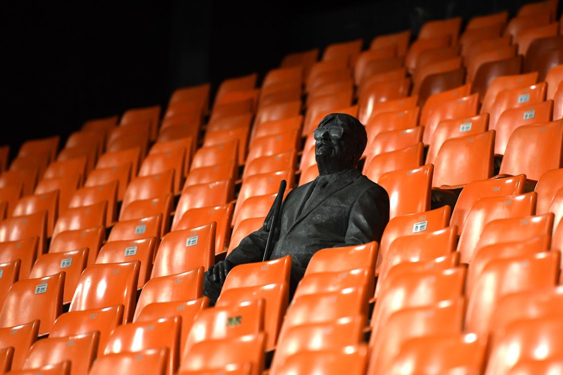 A statue of the late Valencia fan Vicente Navarro was placed in the club's Mestalla Stadium last year.