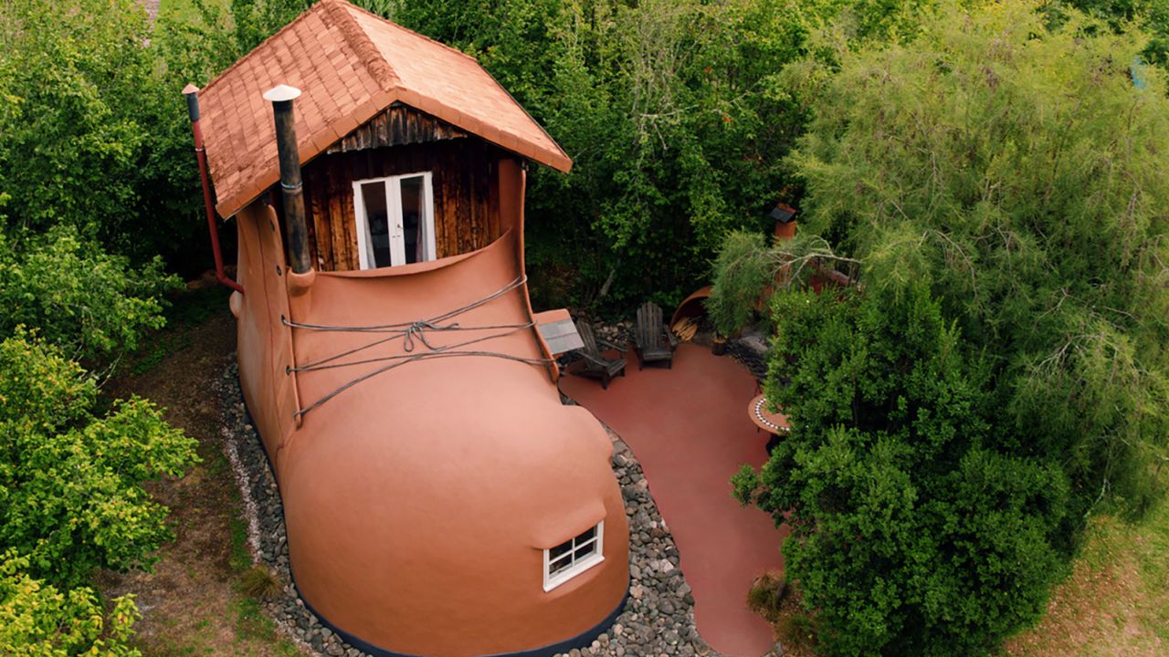 A New Zealand home listed on Airbnb that's shaped like a boot. 