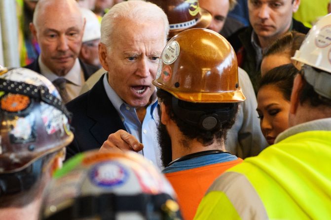 Biden has a <a href="index.php?page=&url=https%3A%2F%2Fwww.cnn.com%2F2020%2F03%2F10%2Fpolitics%2Fjoe-biden-testy-gun-exchange-michigan-worker%2Findex.html" target="_blank">testy exchange about gun rights</a> as he tours a Fiat Chrysler assembly plant in Detroit in March 2020. A man confronted Biden and accused the former vice president of trying to "take away our guns." Biden responded, "You're full of s***" and tried to clarify his policies, saying he supports the Second Amendment. 