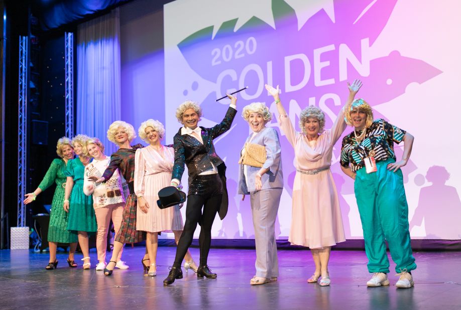 Fans of "The Golden Girls" shimmied onstage dressed in their finest Rose Nylund costumes. The Golden Fans at Sea cruise featured a colorful costume contest where passengers sported their favorite outfits from the show.