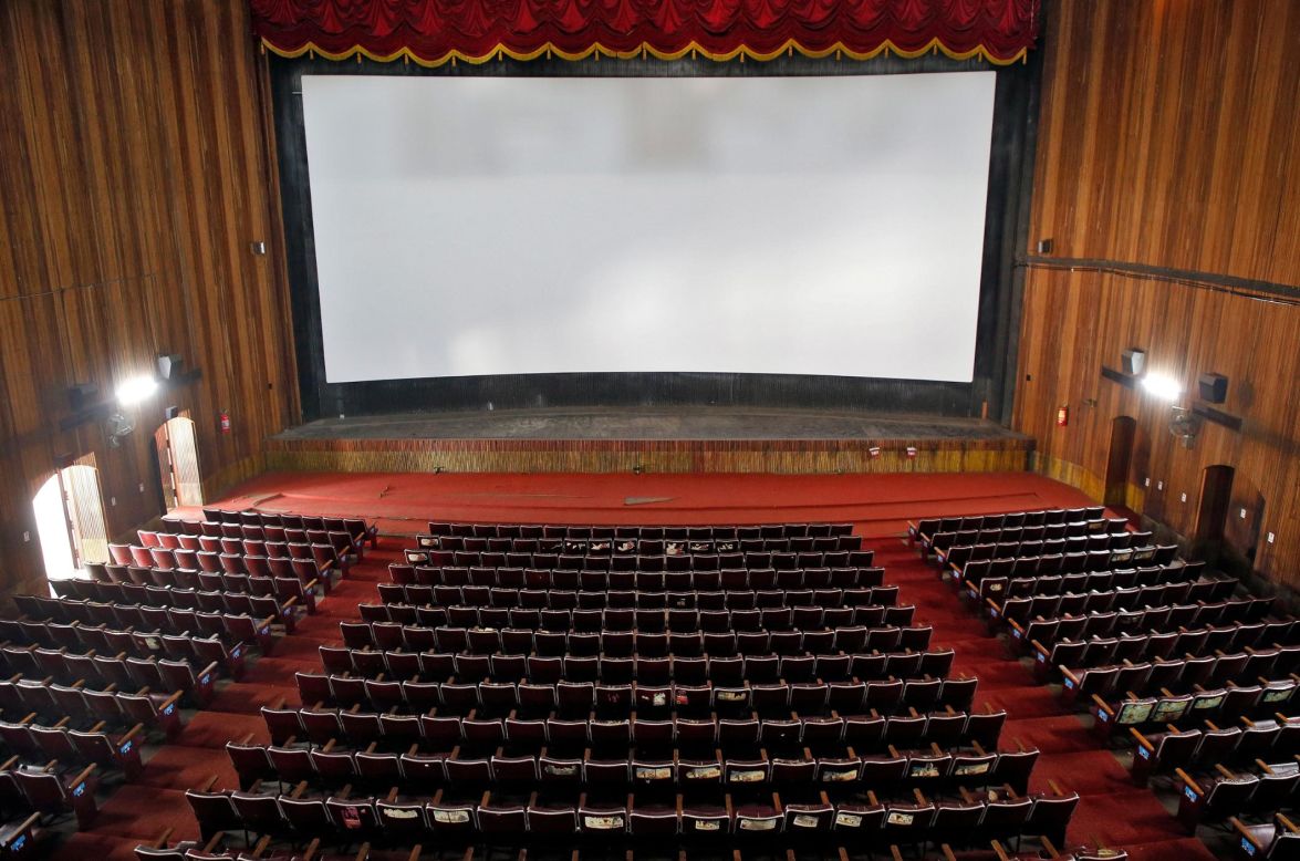 An empty movie theater is seen in Kochi, India, on Wednesday, March 11. Theaters are closed across the state of Kerala as part of efforts to stop the spread of the novel coronavirus.