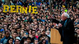 ANN ARBOR, MI - MARCH 08: Democratic presidential candidate Sen. Bernie Sanders (I-VT) addresses supporters during a campaign rally on March 8, 2020 in Ann Arbor, Michigan. Sanders covered his policy agendas for immigration, women's rights, healthcare and economic inequality. (Photo by Brittany Greeson/Getty Images)