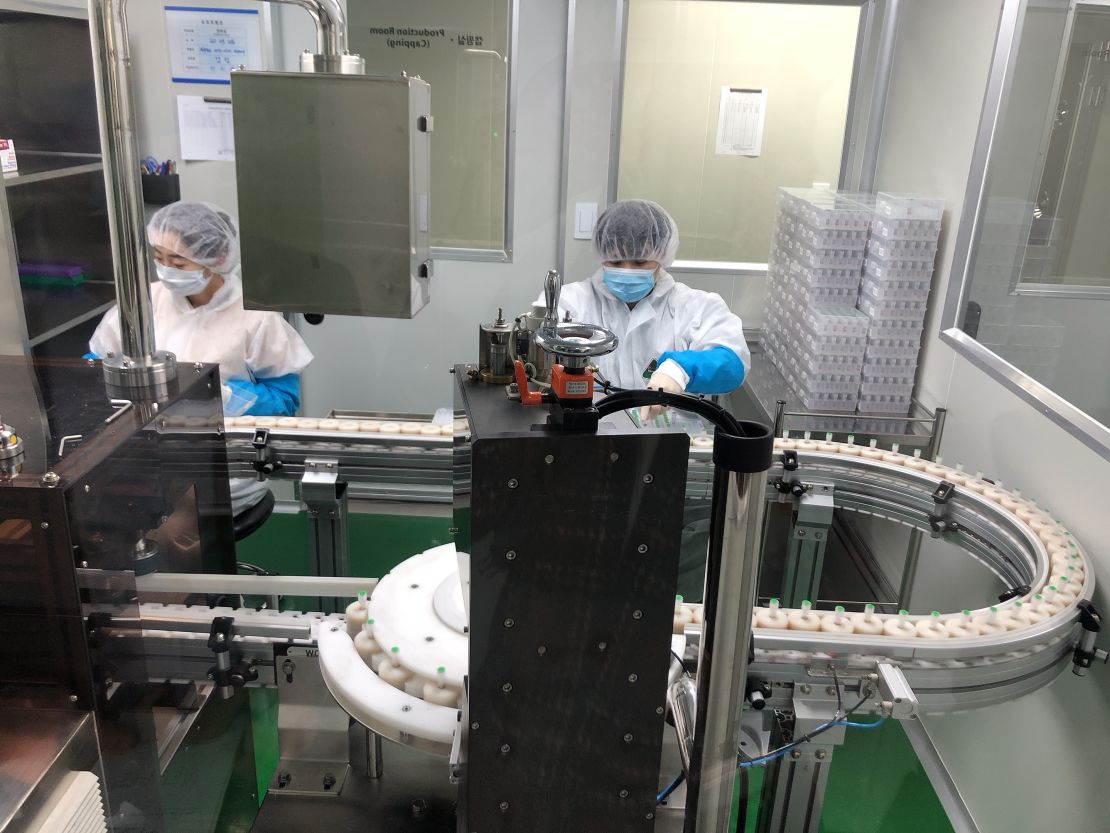 An assembly line at Seegene's headquarters in Seoul, South Korea, on March 6, 2020.