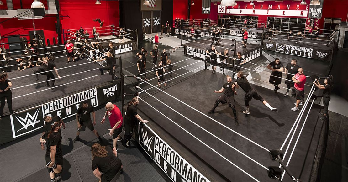 A view of the interiror  of the WWE Performance Center.