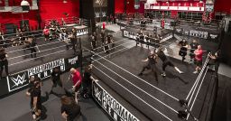 A view of the interiror of the WWE Performance Center.