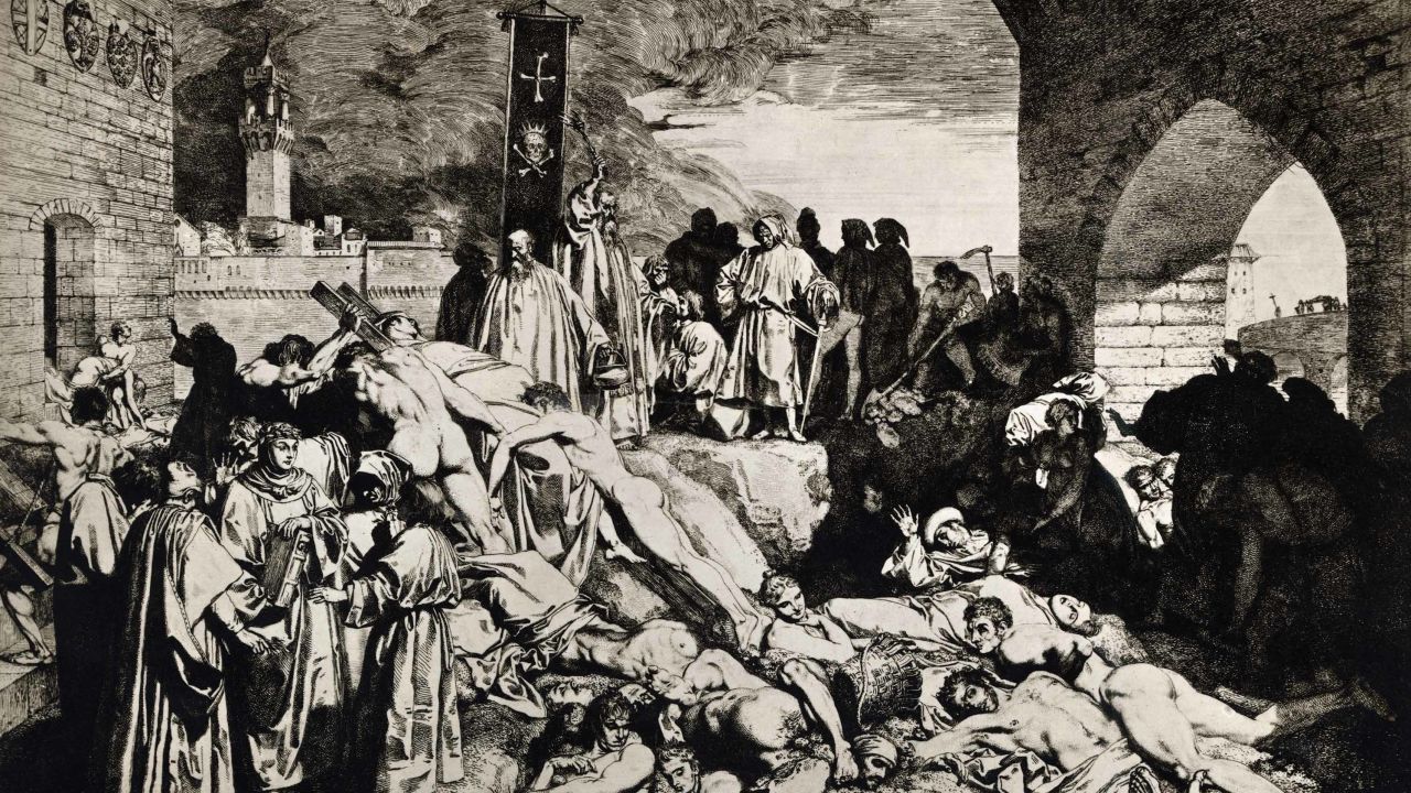 Italy: Plague of Florence in the 14th century as described by Giovanni Boccaccio.