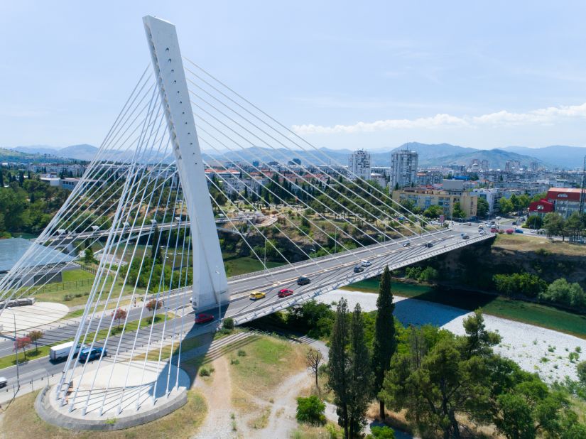 <strong>Millennium Bridge in Podgorica, Montenegro: </strong>The Montenegro government is officially located in the historic city of Podgorica. 