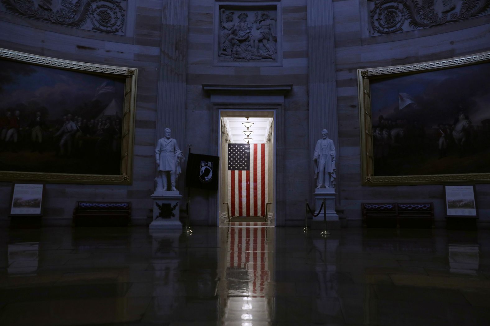 The rotunda at the US Capitol is empty after the last tour group passed through on March 12. All public tours were suspended until the end of March.