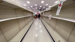 ARLINGTON, VIRGINIA - MARCH 13: Shelves normally stocked with hand wipes, hand sanitizer and toilet paper sit empty at a Target store as people stockpile supplies due to the outbreak of the coronavirus (COVID-19) March 13, 2020 in Arlington, Virginia. The U.S. government is racing to make more coronavirus test kits available as schools close around the country, sporting events are canceled, and businesses encourage workers to telecommute where possible. (Photo by Win McNamee/Getty Images)