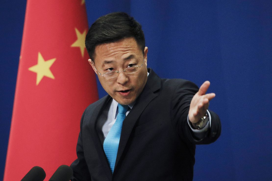 Chinese Foreign Ministry spokesman Zhao Lijian during a daily briefing at the Ministry of Foreign Affairs office in Beijing, on February 24.