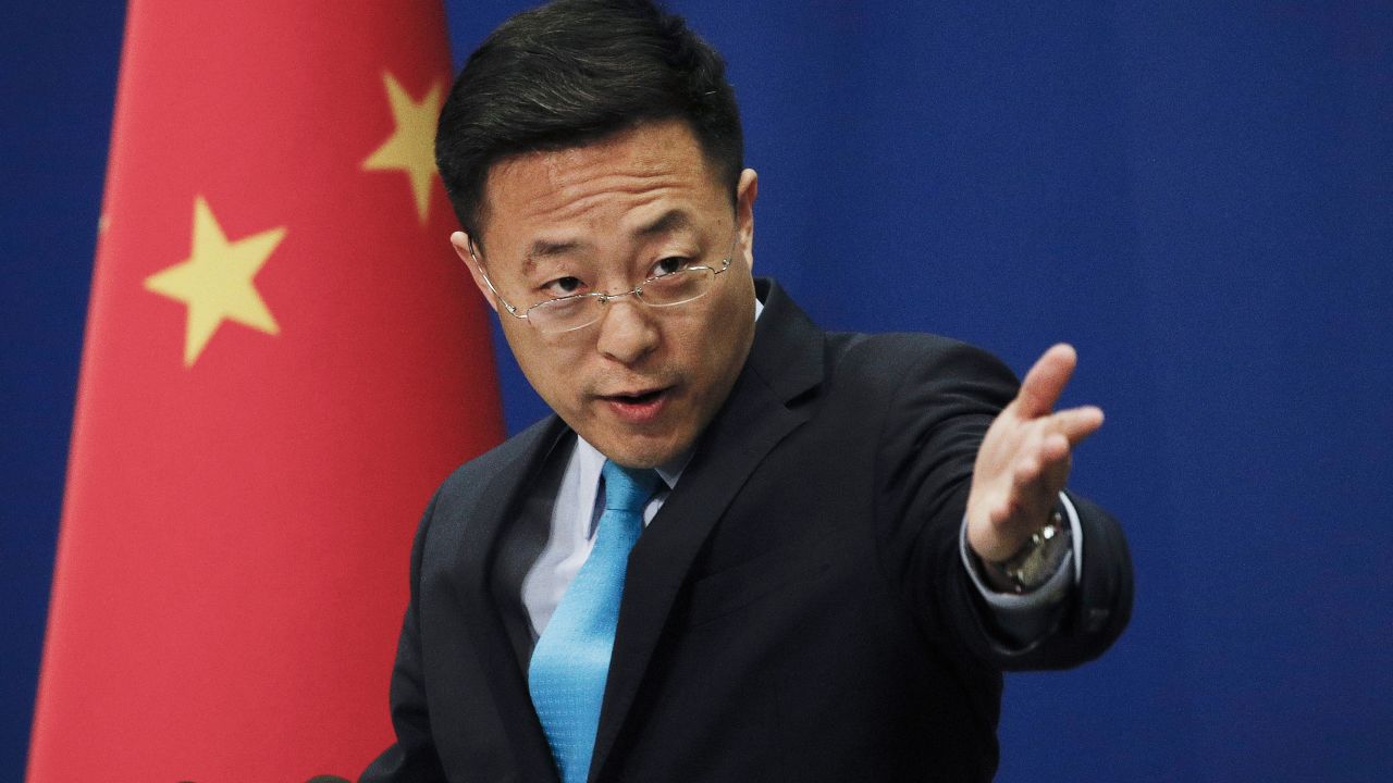 Chinese Foreign Ministry spokesman Zhao Lijian during a daily briefing at the Ministry of Foreign Affairs office in Beijing, on February 24.