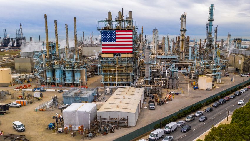 The Marathon Refinery is seen in Carson, California, on March 9, 2020. - Global stocks and oil prices rebounded on March 10, 2020 on hopes of US economic stimulus efforts as the coronavirus rages, one day after suffering their biggest losses in more than a decade. Trading is exceptionally volatile as investors attempt to get a grip on a rapidly changing news flow, with positive reports of progress in China on the virus clashing with a Saudi decision to increase oil output in an already over-supplied market. (Photo by David McNew/AFP/Getty Images)