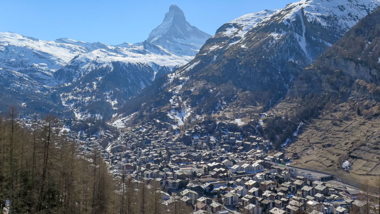 The Matterhorn still dominates the view in the Swiss Alps, where ski resorts have shut down in response to the coronavirus. 