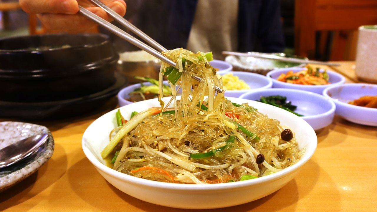 Glass noodles are almost translucent when cooked. 