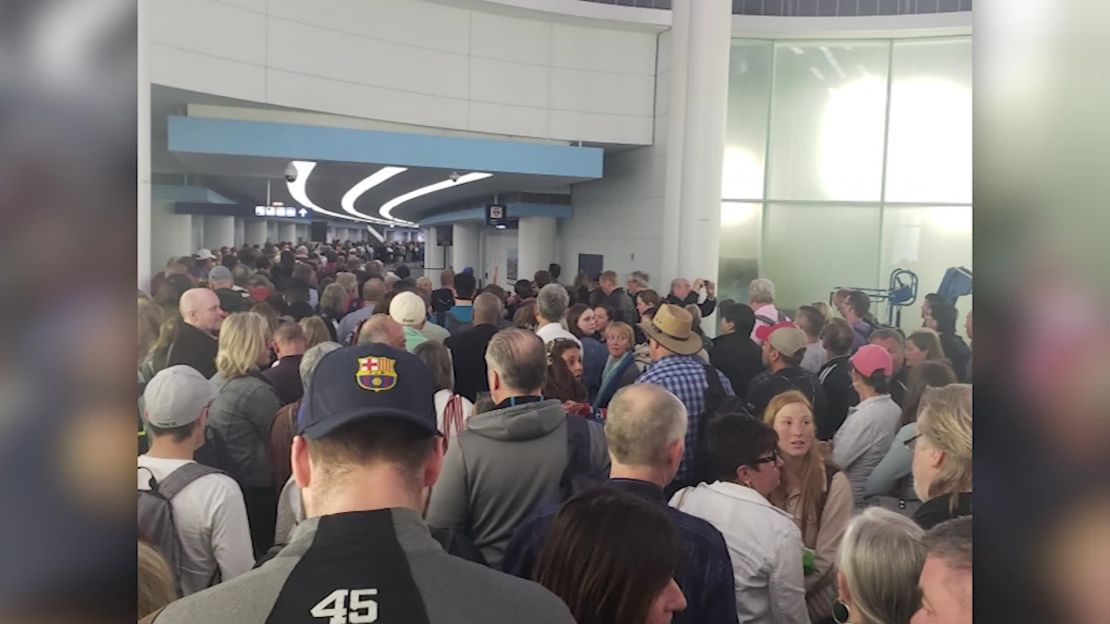 Airport travelers waited hours in screening lines over the weekend.