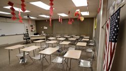 The empty world language room is shown at Orange High School, Thursday, March 12, 2020, in Pepper Pike, Ohio. Gov. Mike DeWine ordered all schools closed for three weeks beginning Monday. (AP Photo/Tony Dejak)