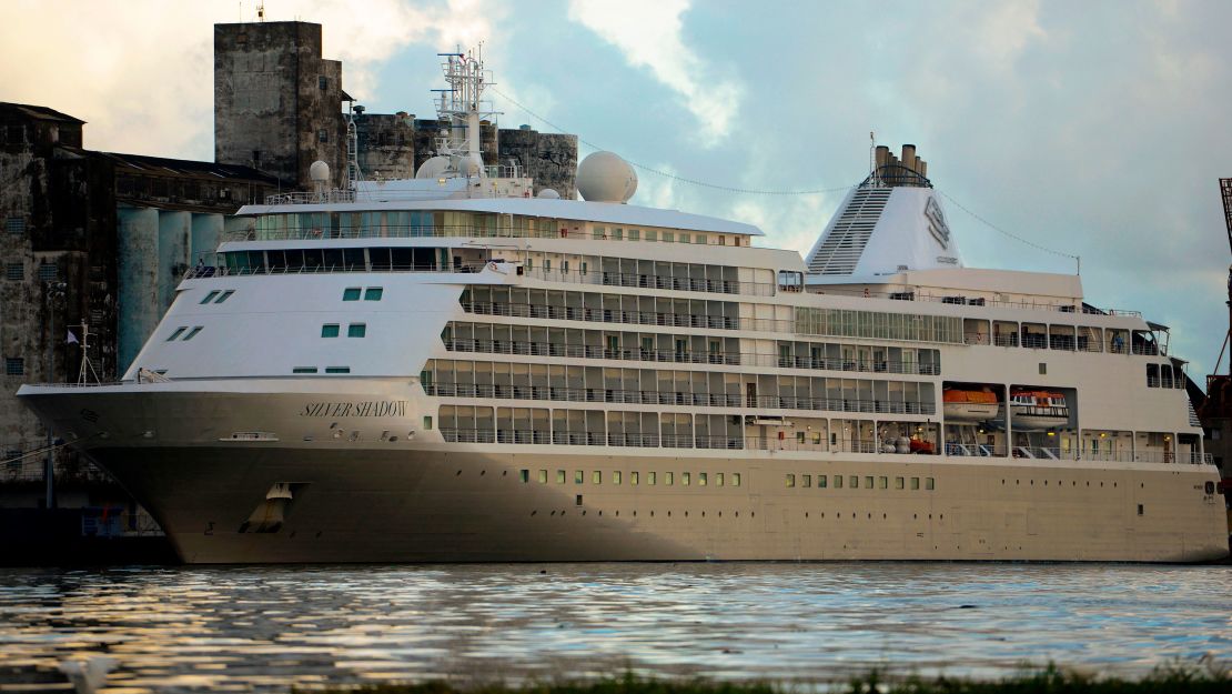 The Silver Shadow cruise ship is docked at the port of Recife, Brazil, after a passenger was diagnosed with coronavirus.