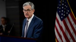 WASHINGTON, DC - MARCH 03: Federal Reserve Chair Jerome H. Powell announces a half percentage point interest rate cut during a speech on March 3, 2020 in Washington, DC. (Photo by Mark Makela/Getty Images)