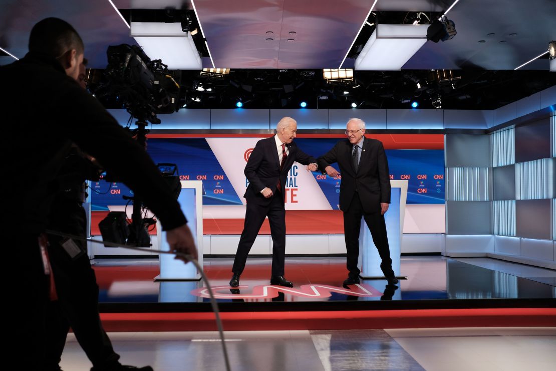 Former Vice President Joe Biden and Vermont Sen. Bernie Sanders during the Democratic debate.