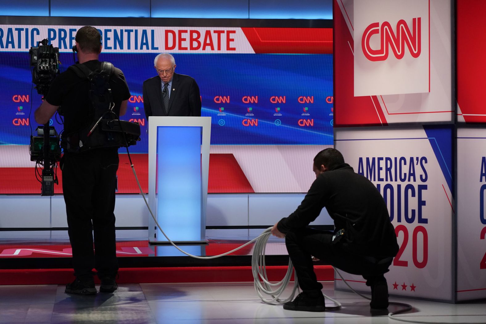 A camera crew gets a closer look at the candidates.