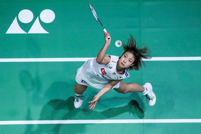 Nozomi Okuhara competes in the All England Open Badminton Championships on Saturday, March 14.